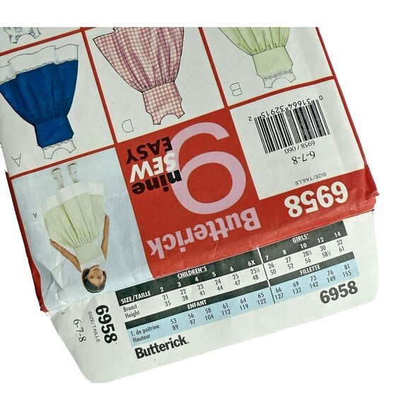 Butterick 6958 EASY Sewing Pattern Sew Easy Children's Dress Sizes 6-8 UNCUT - Picture 2 of 3